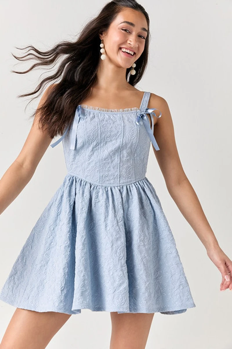 Madalyn Jacquared Fit And Flare Mini Dress