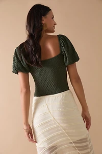 Sharon Textured Square Neck Bodysuit
