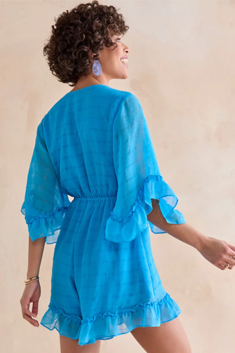 Betty Ruffle Sleeve Kimono Romper