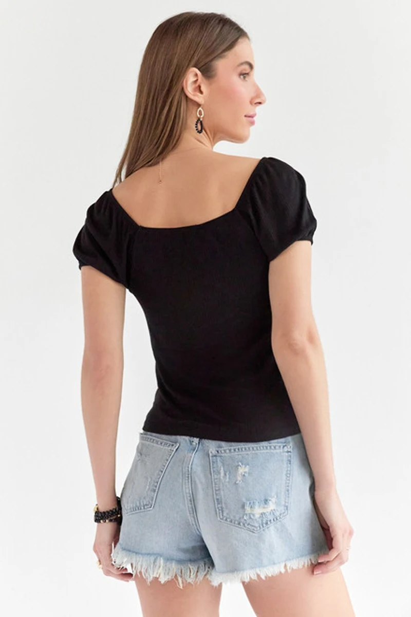 Alecia Puff Sleeve Slinky Top