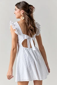 Cindy Bow Back Eyelet Mini Dress