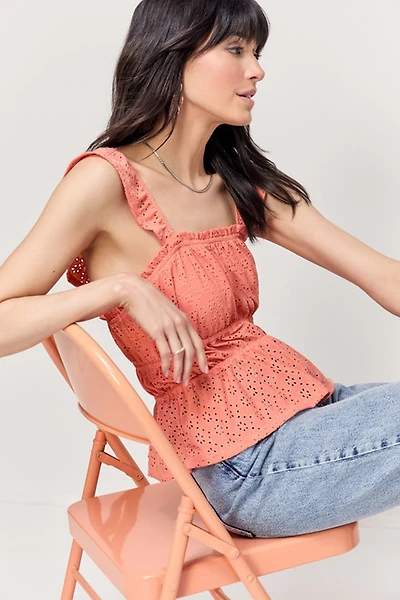 Wendi Eyelet Square Neck Tank Top