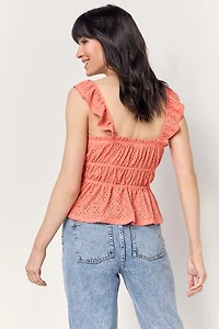 Wendi Eyelet Square Neck Tank Top