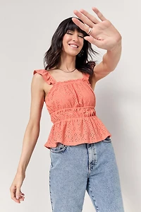 Wendi Eyelet Square Neck Tank Top