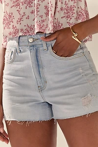 Buffy Destructed Fray Hem Denim Shorts