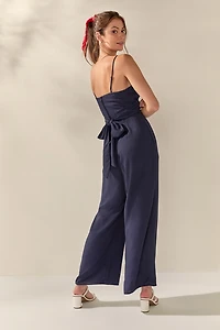 Trina Linen Cross Front Jumpsuit