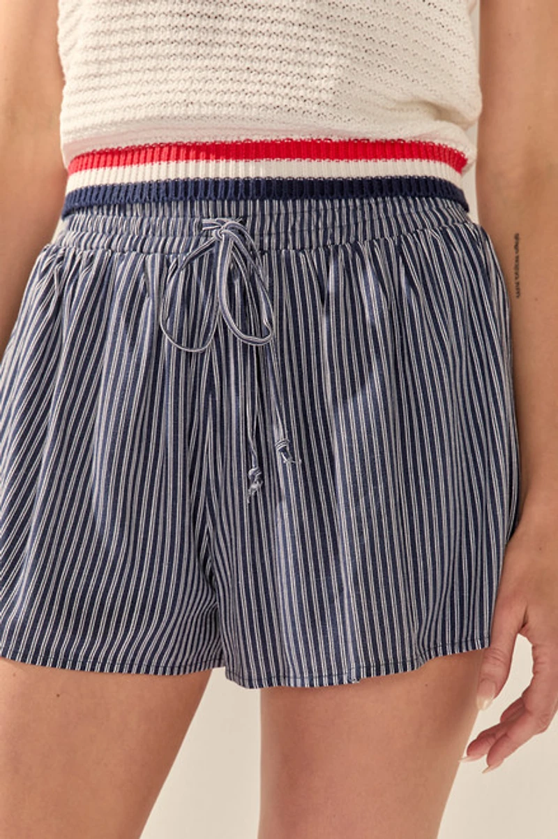 Kaylynn Drawstring Striped Shorts