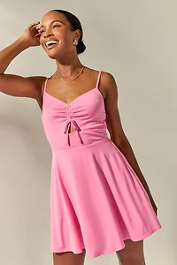 Ann Cinch Front Keyhole Flare Mini Dress