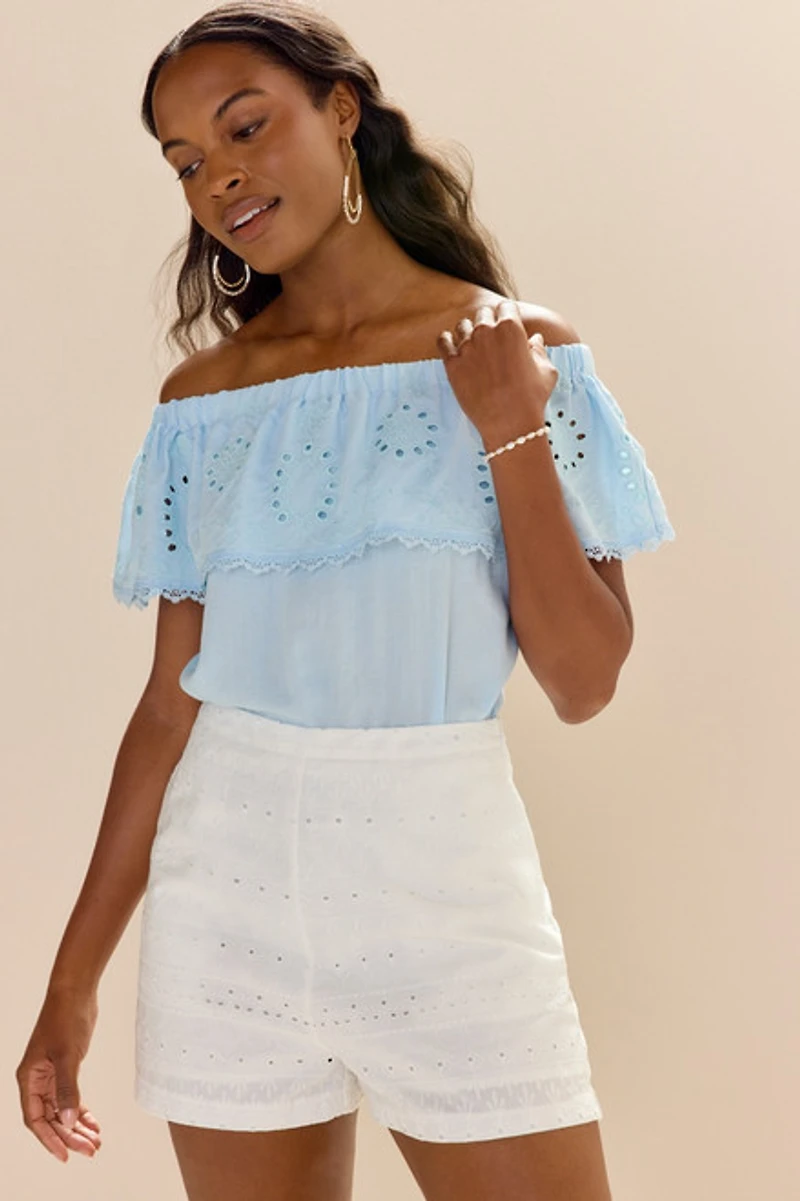 Michayla Eyelet Soft Shorts
