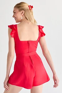 Ella Tie Front Linen Romper
