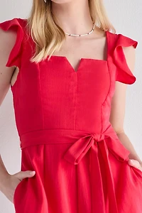 Ella Tie Front Linen Romper