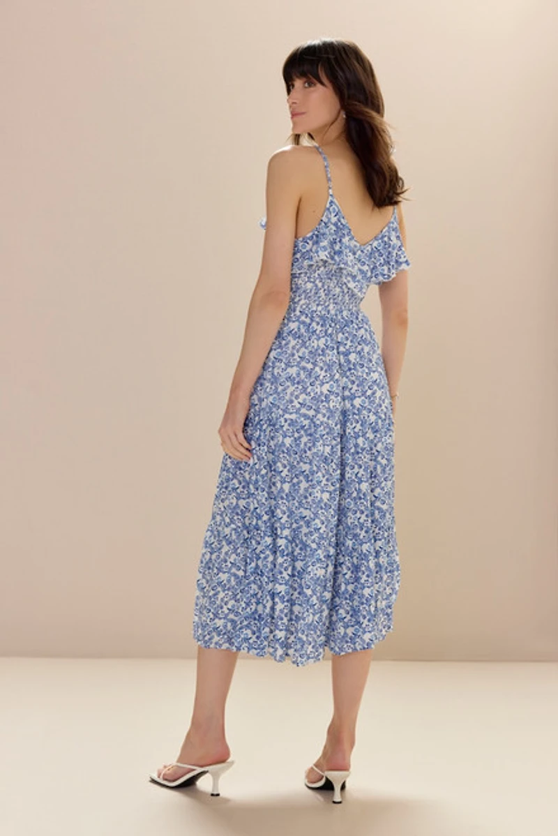 Charisse Ruffle Top Paisley Midi Dress