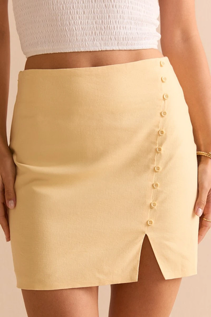 Crystal Button Mini Skirt