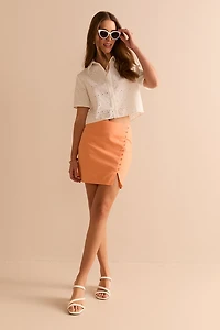 Crystal Button Mini Skirt