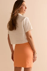 Crystal Button Mini Skirt