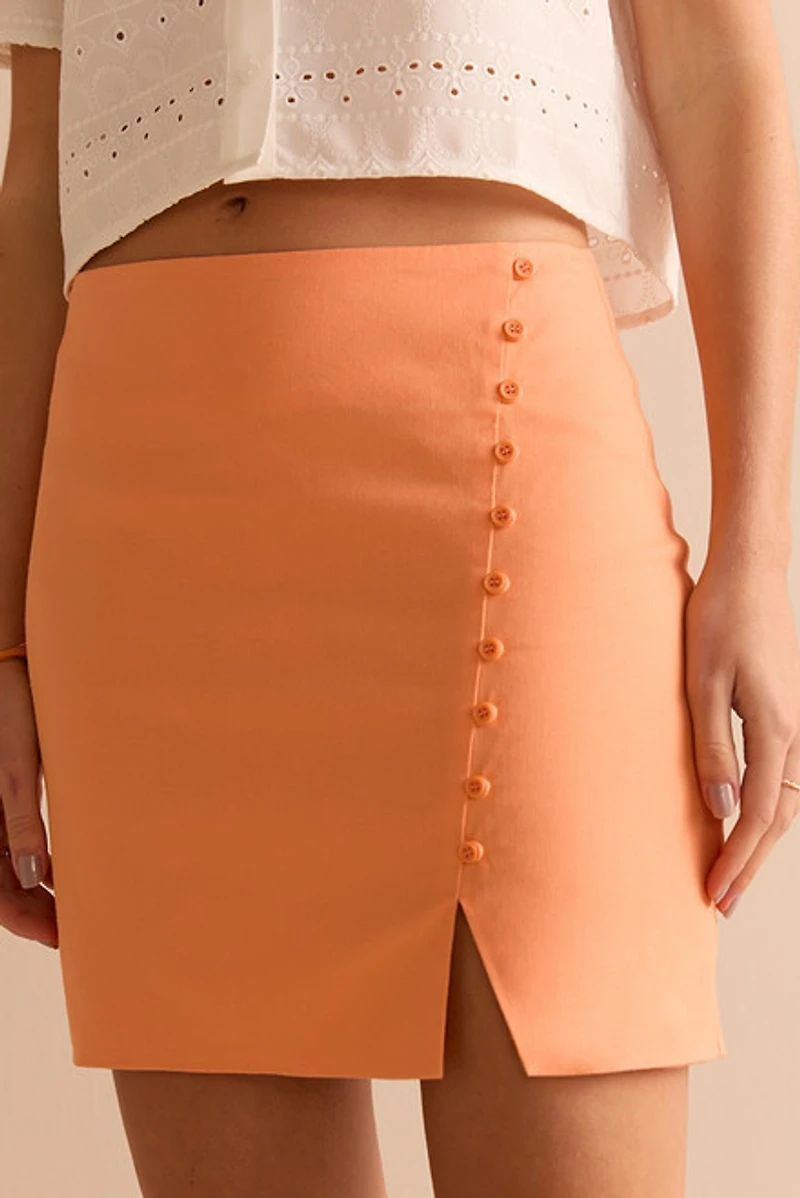 Crystal Button Mini Skirt