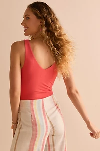 yummi by francesca's Sleeveless V Neck Bodysuit