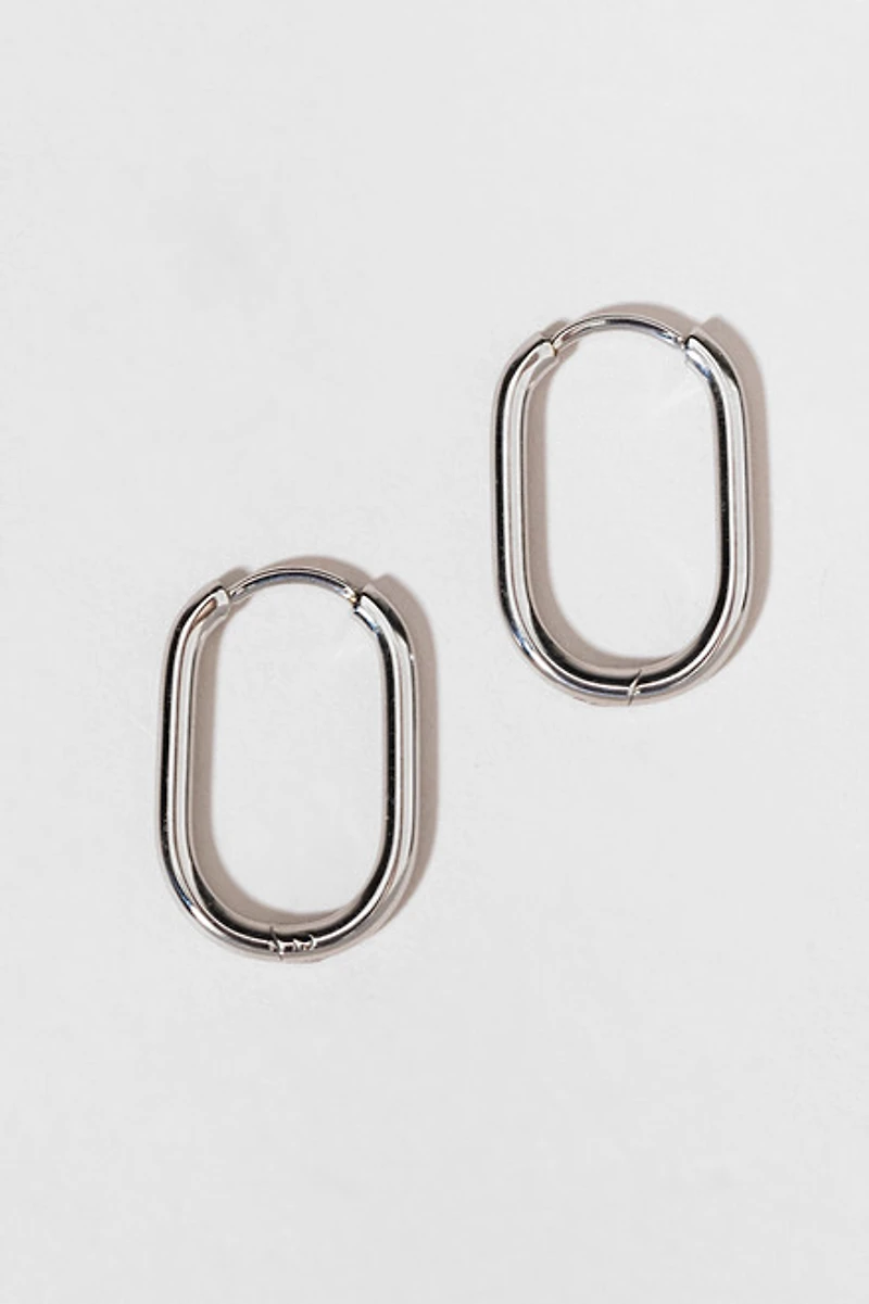 Dorothy Stainless Steel Oblong Hoop Earrings