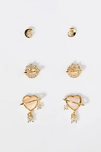 Ann Crystal And Gold Earring Set