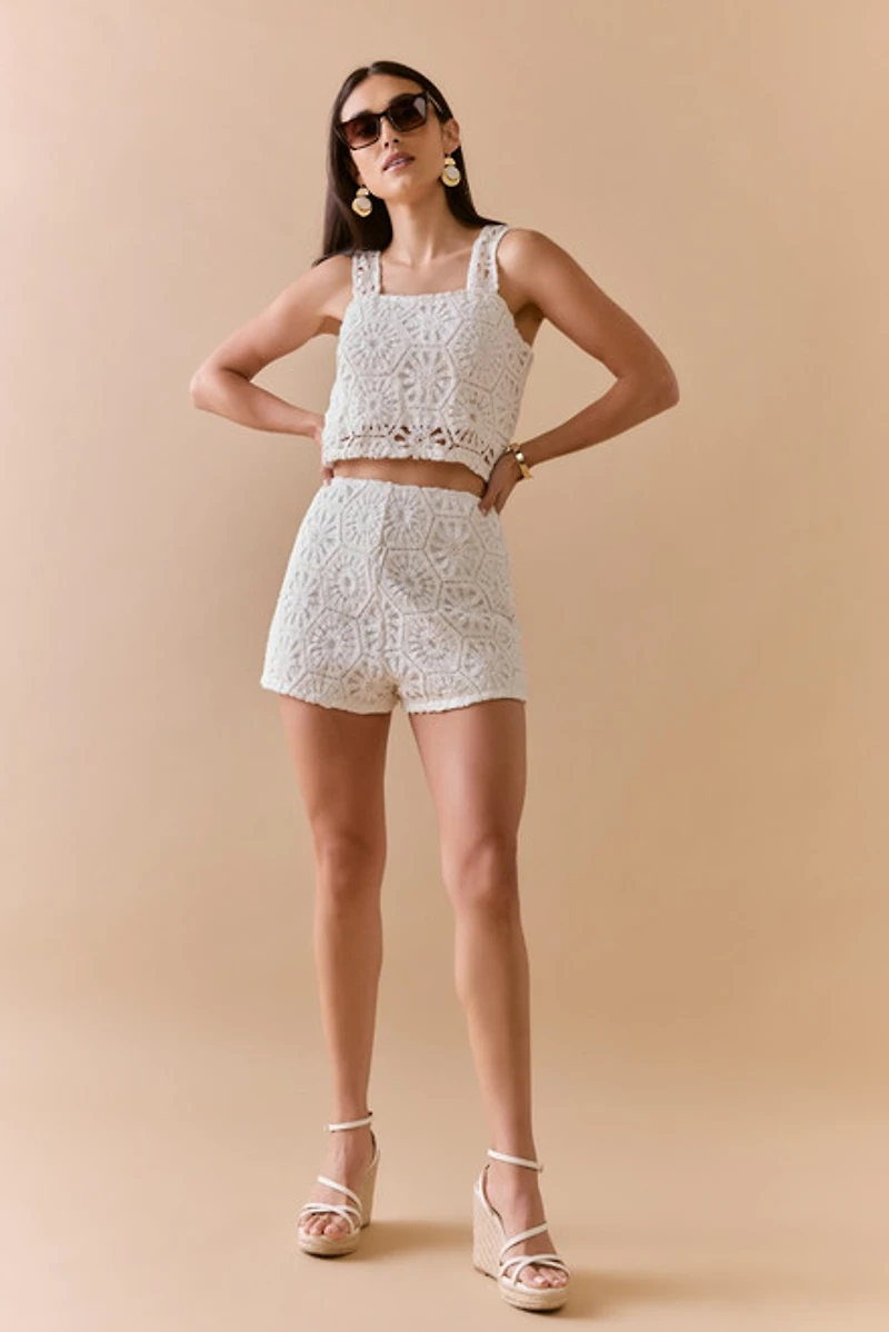 Nora Crochet Square Neck Tank Top