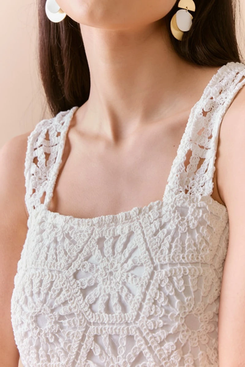 Nora Crochet Square Neck Tank Top