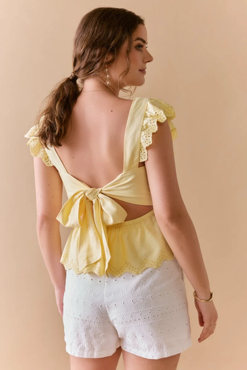 Aurelia Eyelet Bow Back Blouse