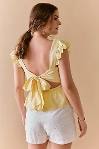 Aurelia Eyelet Bow Back Blouse