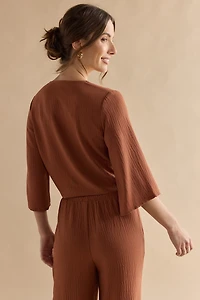 Lucy Elastic Hem Wrap Blouse Top