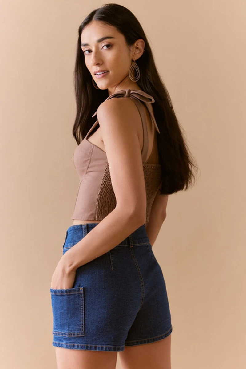 Lauren Bow Shoulder Strap Corset Tank Top