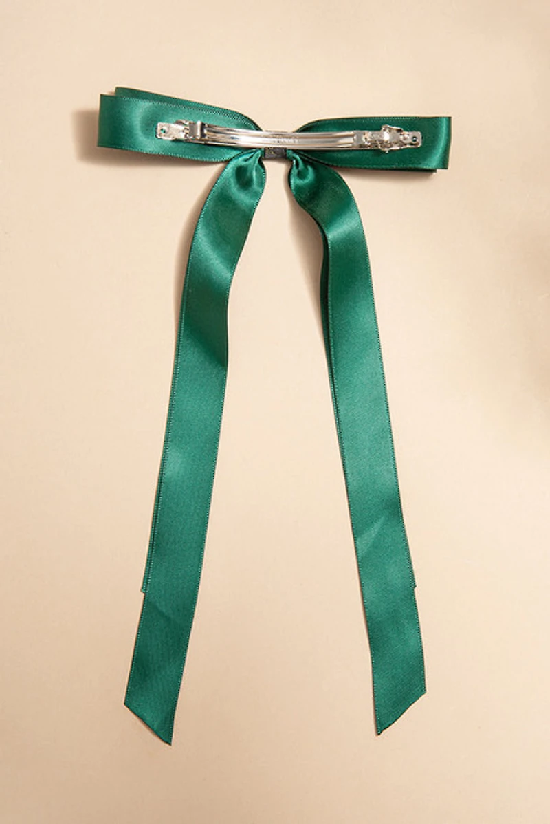 Stella Double Bow With Ties Hair Barrette