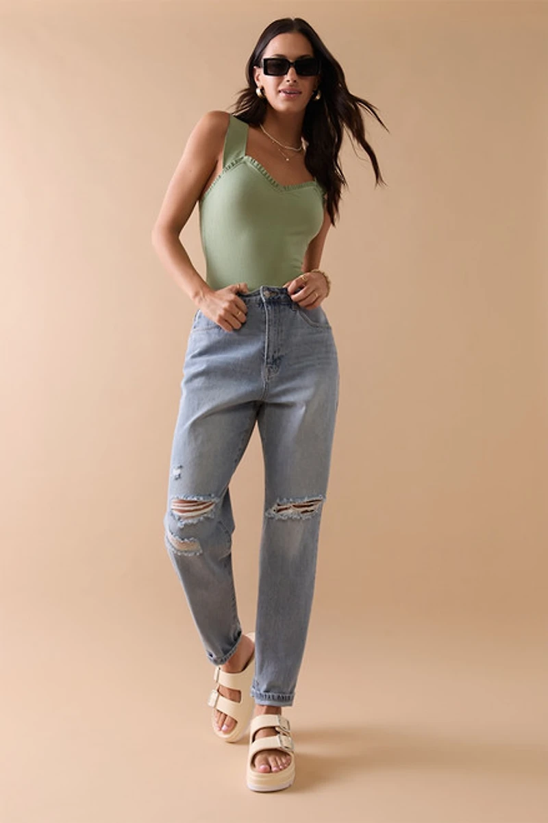 Betty Destructed Denim Mom Jeans