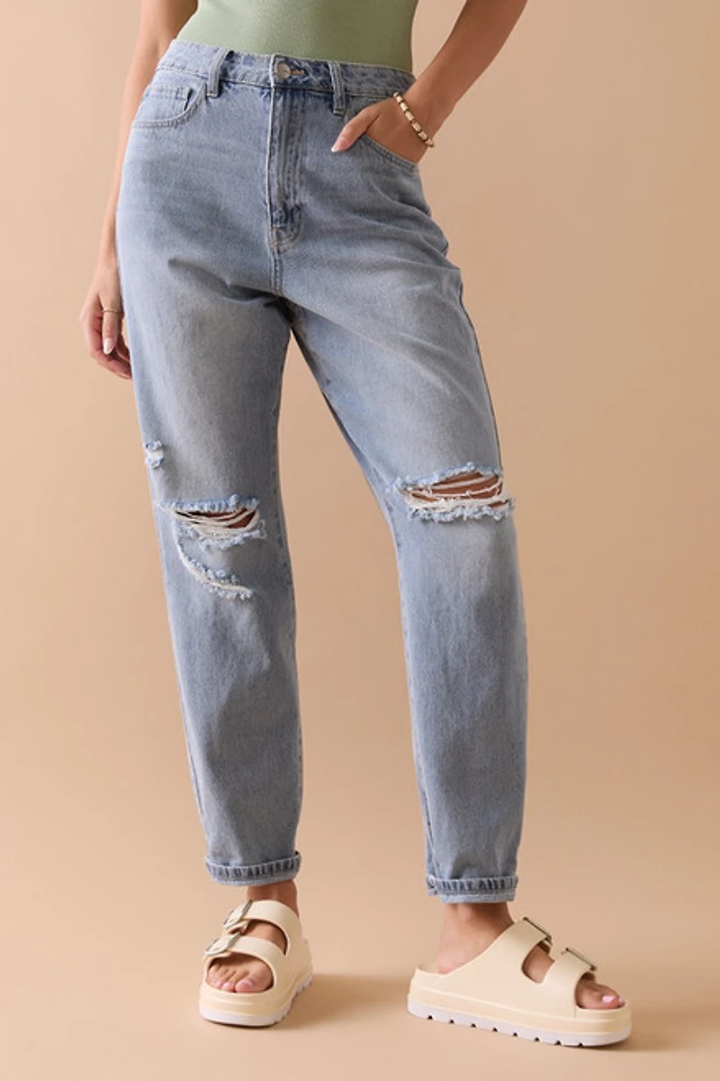 Betty Destructed Denim Mom Jeans