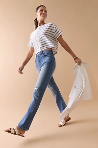 Bonnie Kick Crop Destructed Denim Jeans