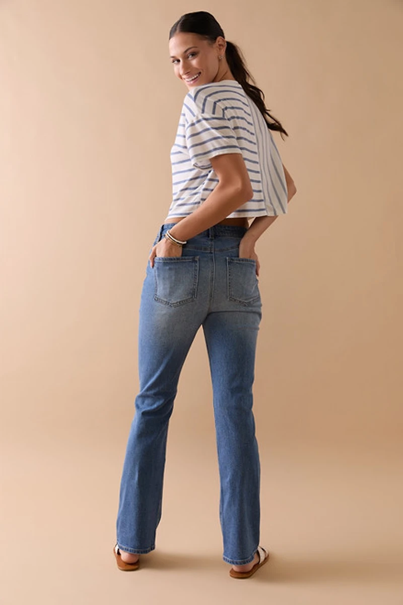 Bonnie Kick Crop Destructed Denim Jeans