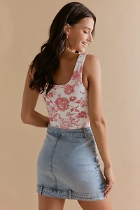 yummi by francesca's Sleeveless Postcard Print Bodysuit