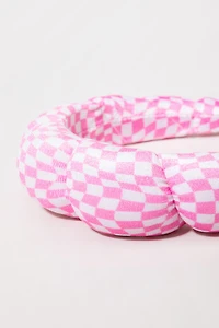Louise Pink Wavy Checkered Puffy Spa Headband