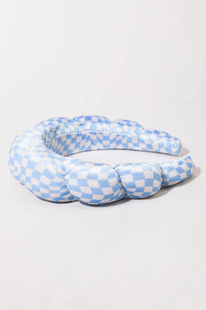 Louise Wavy Checkered Puffy Spa Headband