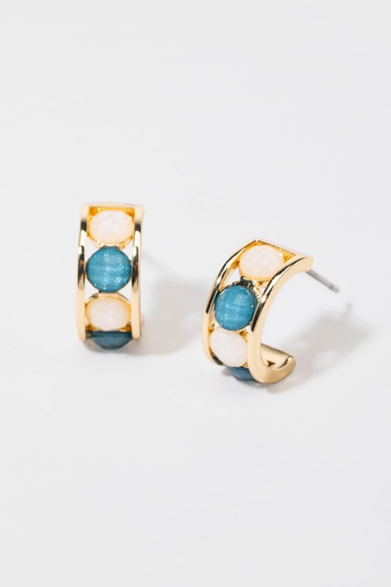 Alyssa Faceted Shimmer Huggie Gold Hoop Earrings