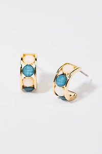 Alyssa Faceted Shimmer Huggie Gold Hoop Earrings