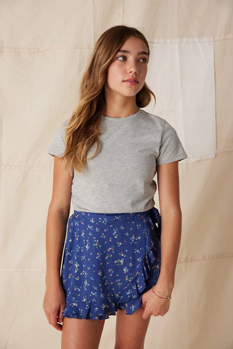 Hello Franki Floral Faux Wrap Skort for girls