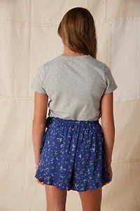 Hello Franki Floral Faux Wrap Skort for girls