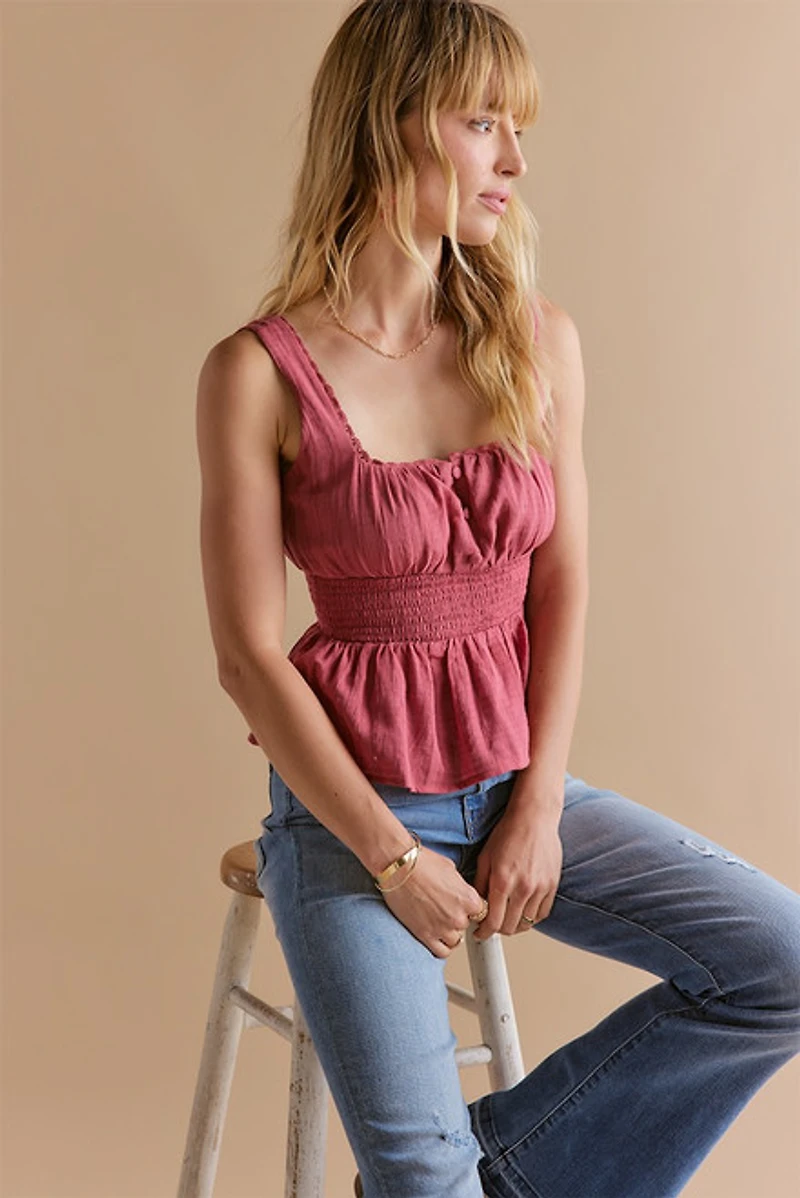 Naomi Square Neck Textured Tank Top