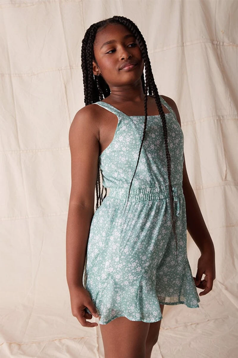 Hello Franki Floral Godet Romper for girls