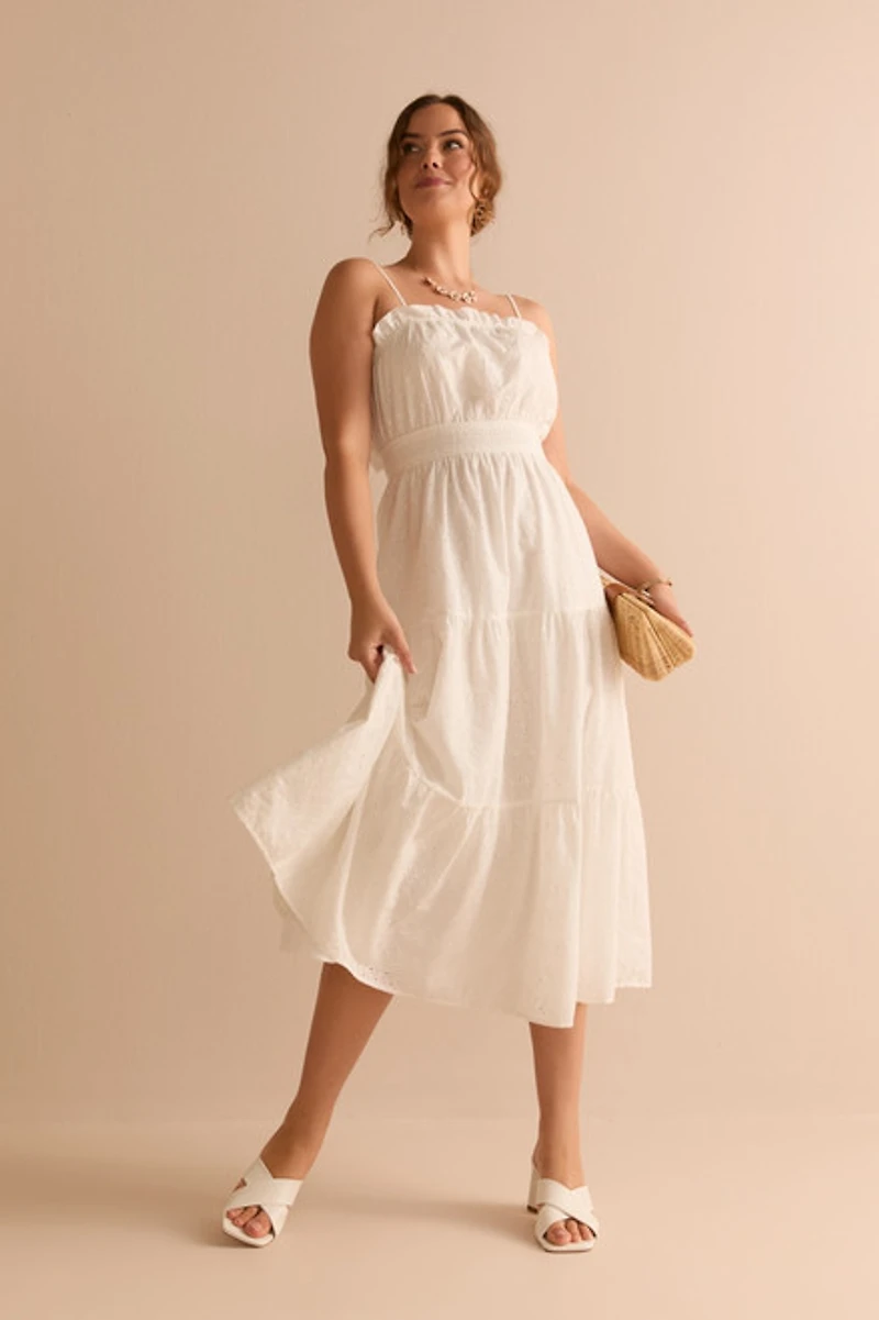 Pat Eyelet Tiered Midi Dress