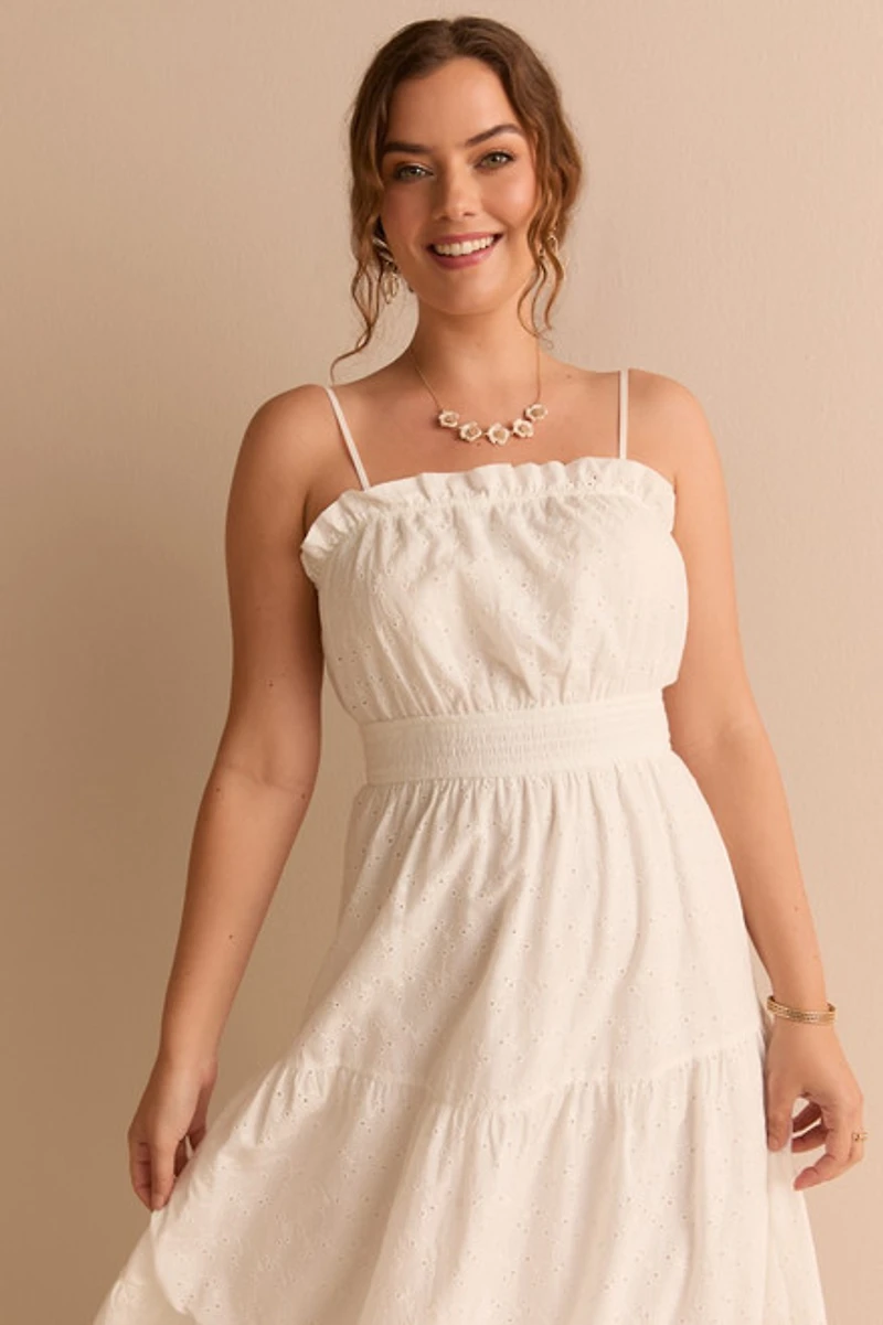 Pat Eyelet Tiered Midi Dress