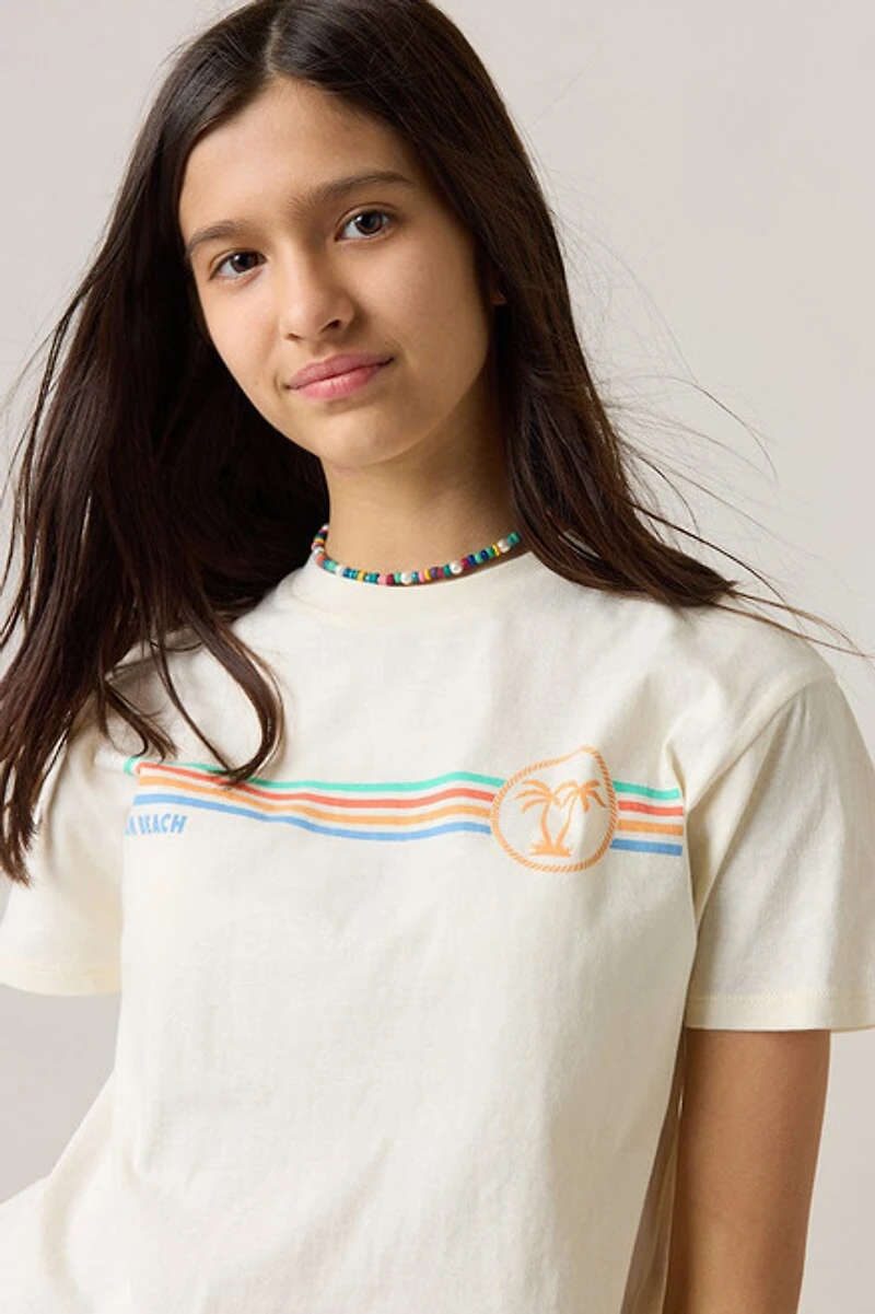 Hello Franki Palm Beach Short Sleeve Cropped T-Shirt for girls