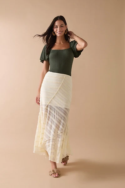 Amy Crochet Draped Hem Maxi Skirt
