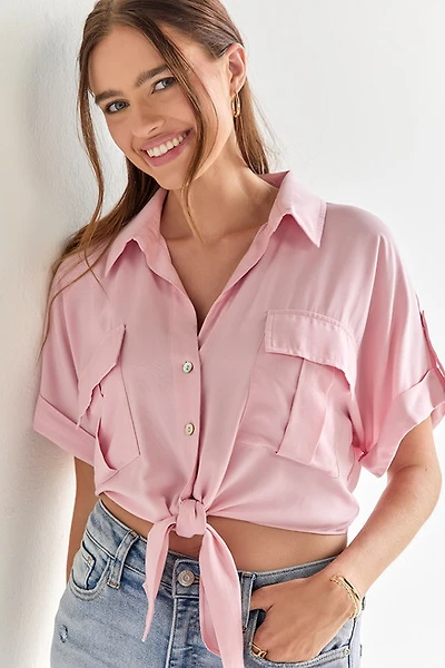 Amelie Tie Front Utility Pocket Button Down