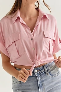 Amelie Tie Front Utility Pocket Button Down