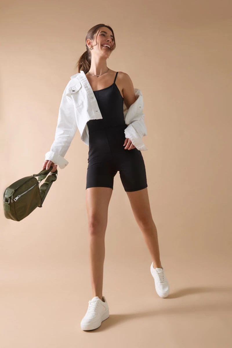 yummi by francesca's Sleeveless Square Neck Romper